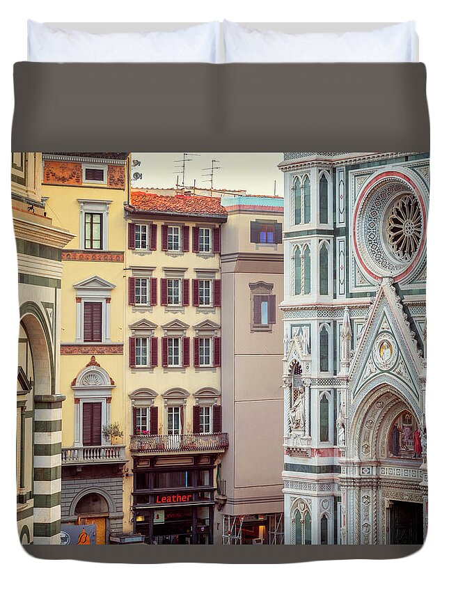 Joan Carroll Duvet Cover featuring the photograph Florence Italy View by Joan Carroll
