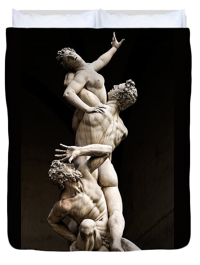 Florence Duvet Cover featuring the photograph Florence - rape of the sabine women by Weston Westmoreland