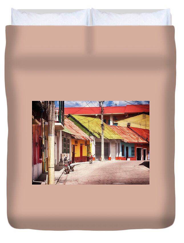 Flores Guatemala Duvet Cover featuring the photograph Flores Guatemala by Tatiana Travelways