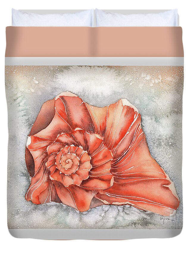Seashell Duvet Cover featuring the painting Florida Whelk by Hilda Wagner