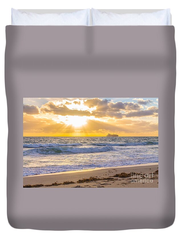 Beach Duvet Cover featuring the photograph Florida sunrise 1 by Claudia M Photography