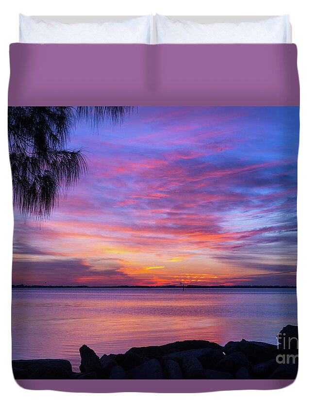 Sunset Duvet Cover featuring the photograph Florida sunset #2 by Paul Quinn