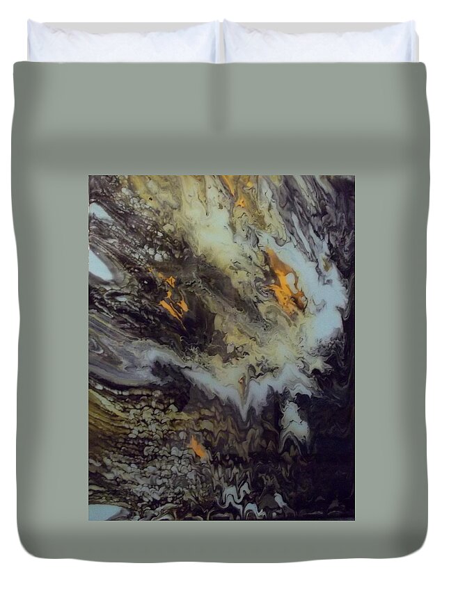 Abstract Duvet Cover featuring the mixed media Flow by Stephen King
