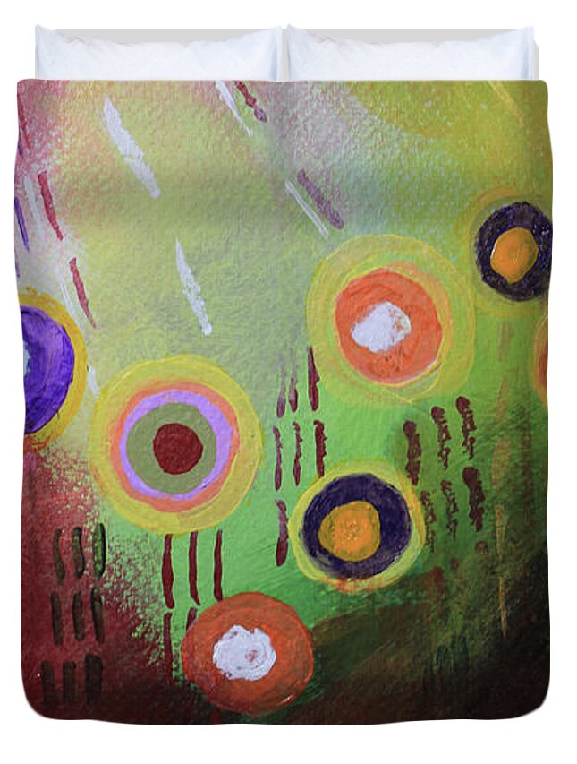 Flower Duvet Cover featuring the mixed media Flower 1 Abstract by April Burton