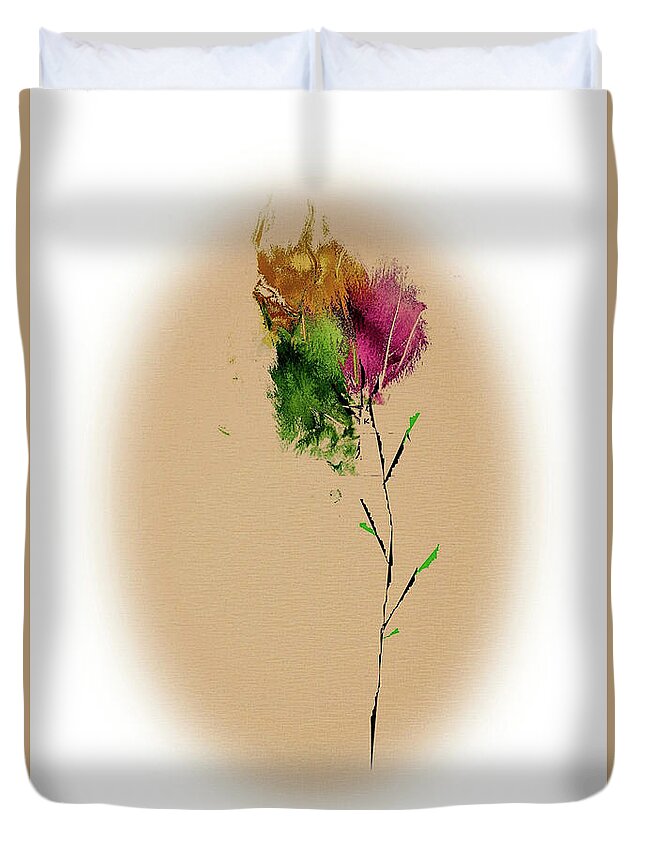 Abstract Duvet Cover featuring the digital art Flower 3 by John Krakora