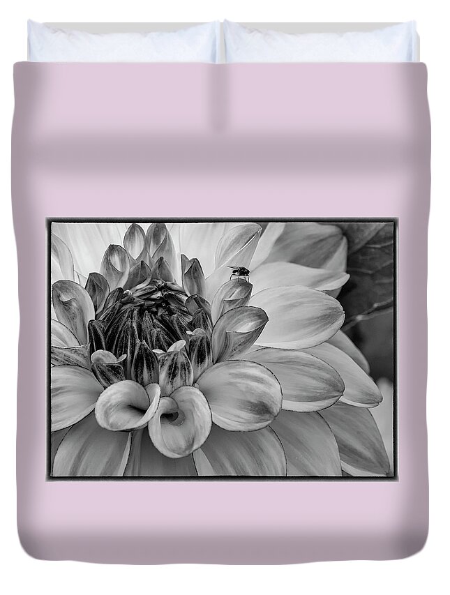 Flower Duvet Cover featuring the photograph Flower and Visitor by Phil Cardamone