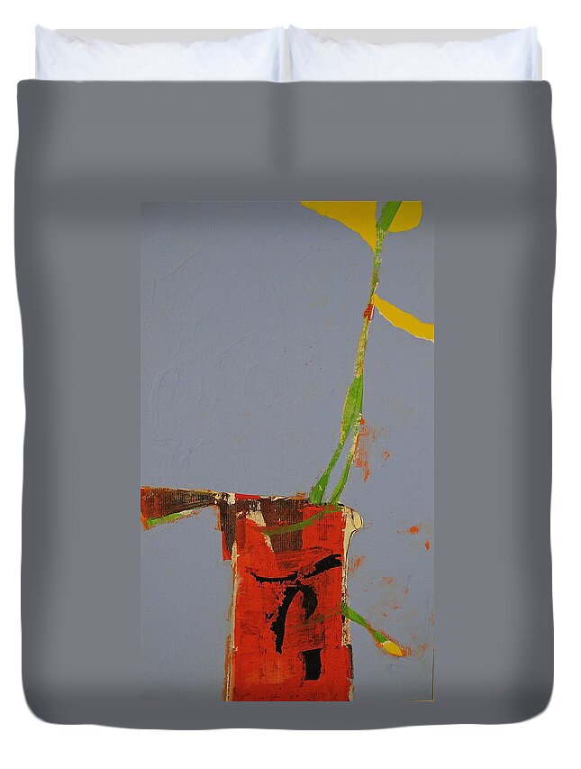 Abstract Painting Duvet Cover featuring the painting Flower in Pitcher- abstract of course by Cliff Spohn