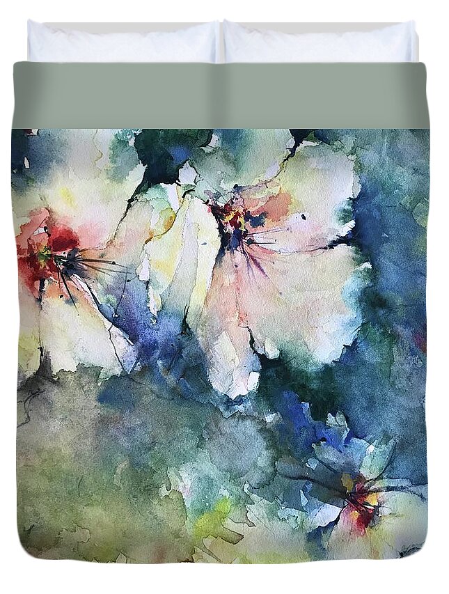 Watercolour Duvet Cover featuring the painting Flower Series  Uploaded For Kaye by Robin Miller-Bookhout
