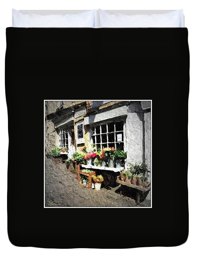 Bath Duvet Cover featuring the photograph Flower Shop In Bath England by Peggy Dietz