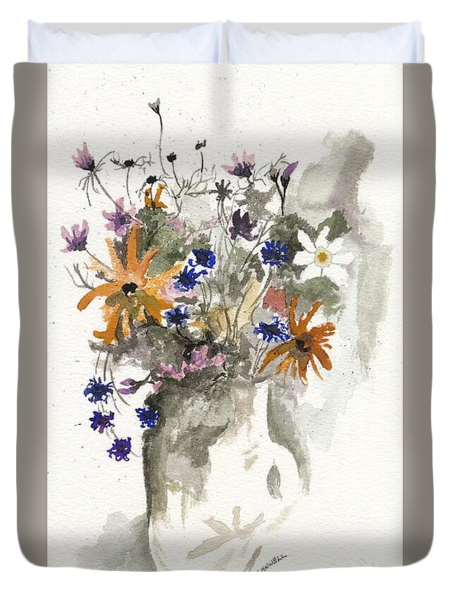Flower Duvet Cover featuring the painting Flower study fifteen by Darren Cannell
