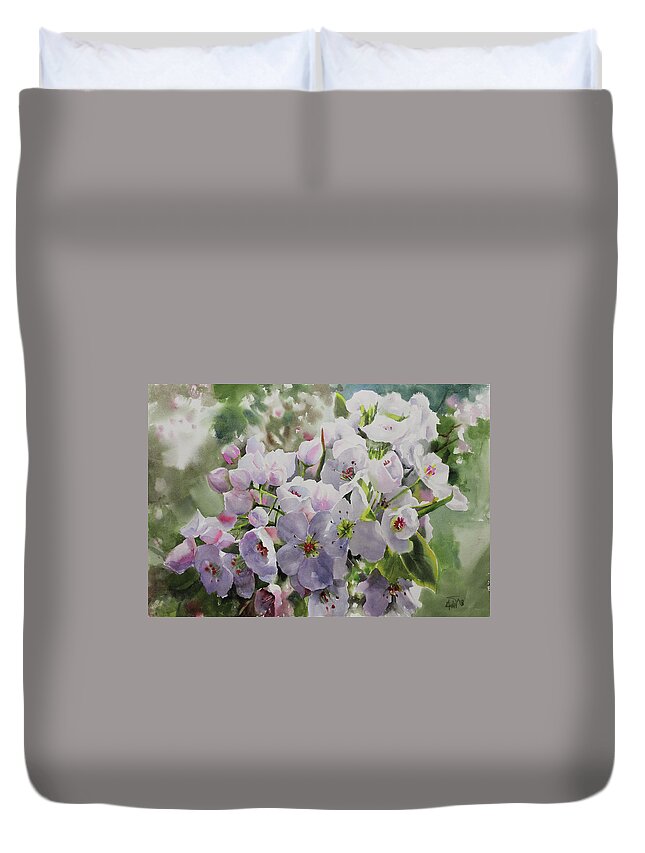 Flower Duvet Cover featuring the painting Flower_14 by Helal Uddin