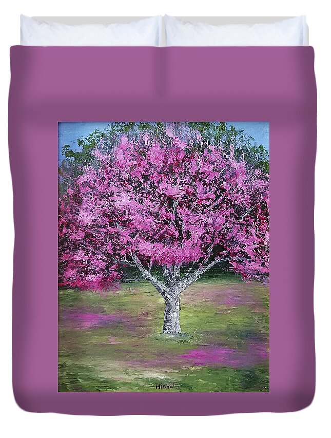 Impressionistic Duvet Cover featuring the painting Flowering Tree by Mishel Vanderten