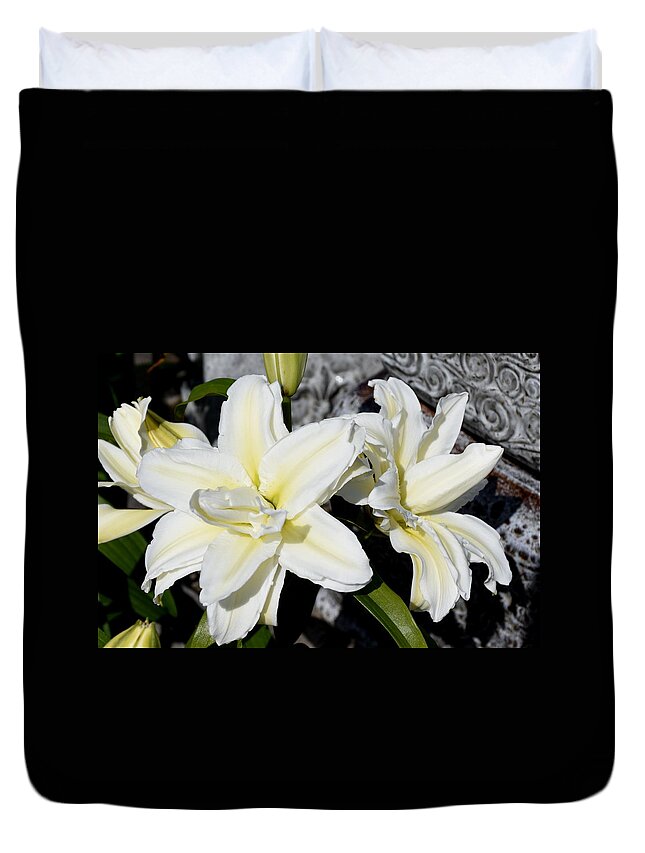 Oriental Lily Duvet Cover featuring the photograph Flowers 794 by Joyce StJames