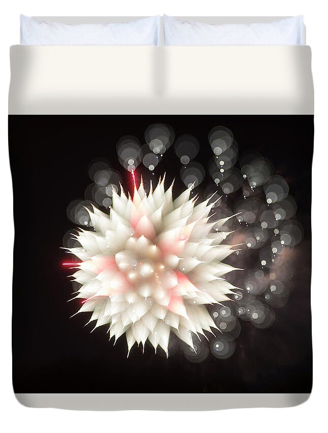 Fireworks Duvet Cover featuring the photograph Flowers in the Sky by Alex Lapidus