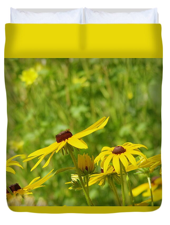 Flowers Duvet Cover featuring the photograph Flowers in the wind by Jeff Swan