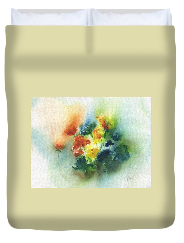 Flowers Duvet Cover featuring the painting Flowers of Spring Abstract by Frank Bright