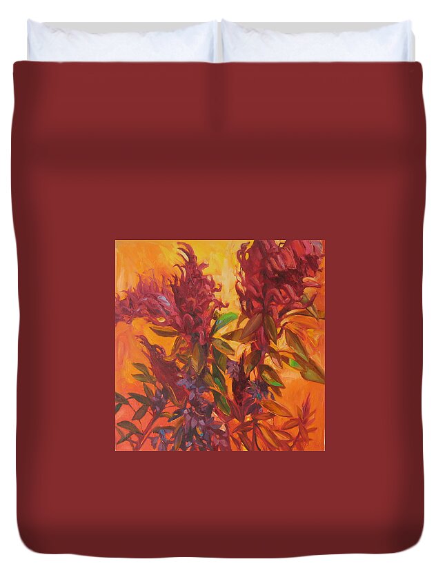 Landscape Duvet Cover featuring the painting Flowers by Sergey Ignatenko