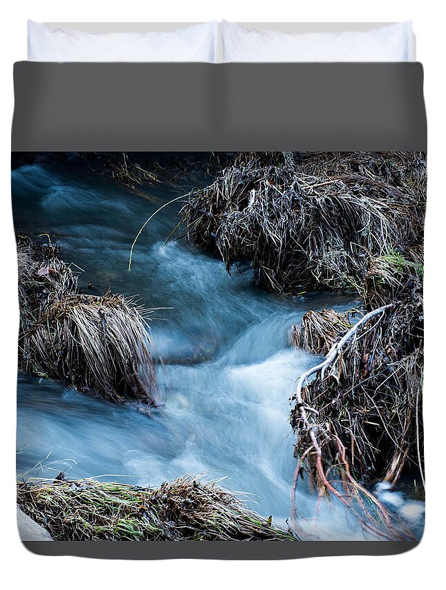 Water Duvet Cover featuring the photograph Flowing Creek by Wendy Carrington