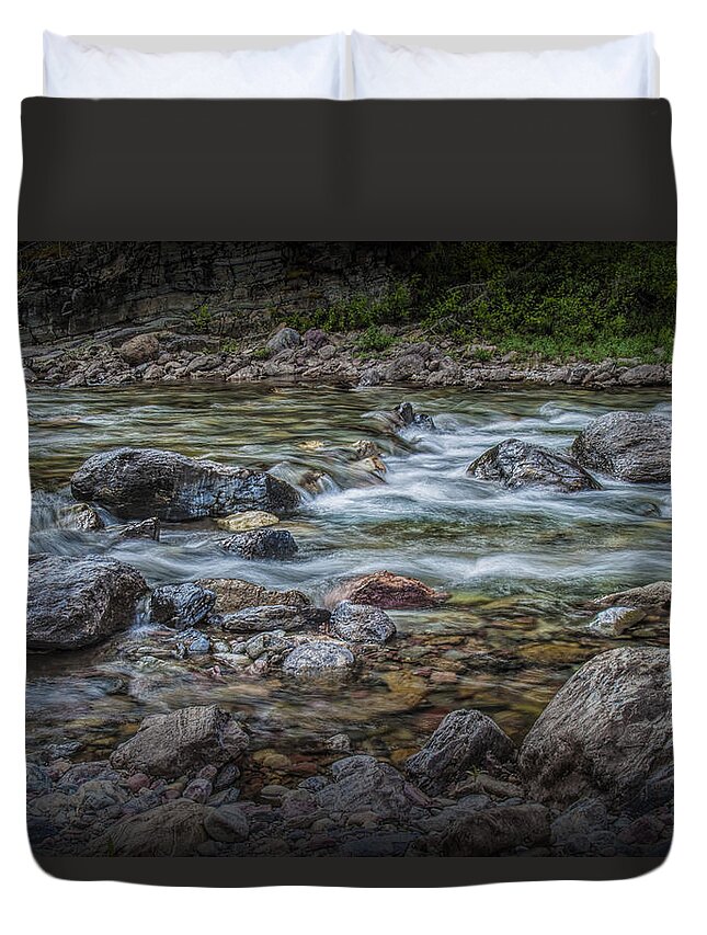 Stream Duvet Cover featuring the photograph Flowing Western Stream in Glacier National Park by Randall Nyhof