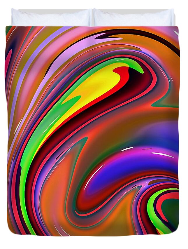 Abstract Duvet Cover featuring the digital art Fluid Colour by Robert Burns