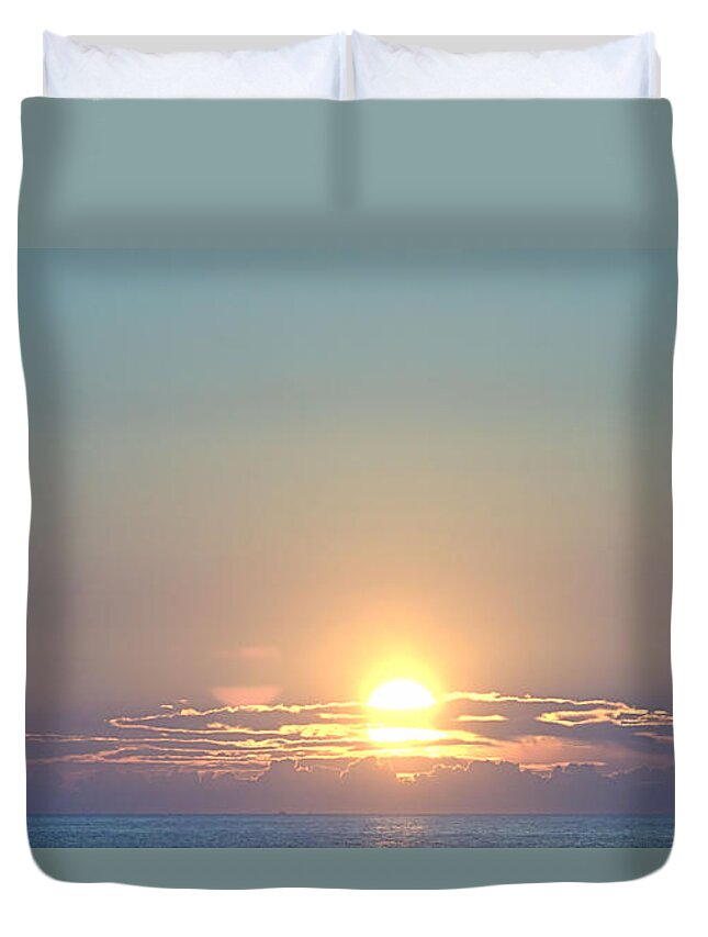 Sunrise Duvet Cover featuring the photograph Fly Over by Newwwman