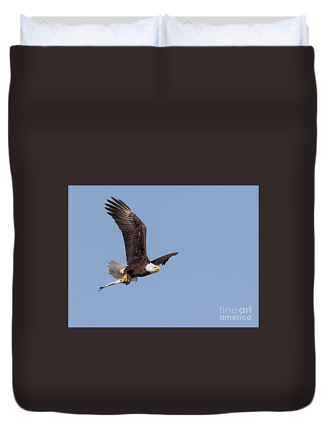 Bald Eagle Duvet Cover featuring the photograph Flying Fish by Art Cole