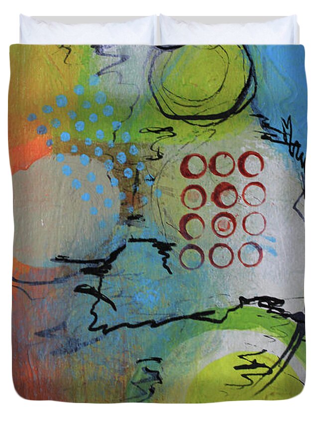 White Duvet Cover featuring the mixed media Flying in the Clouds by April Burton
