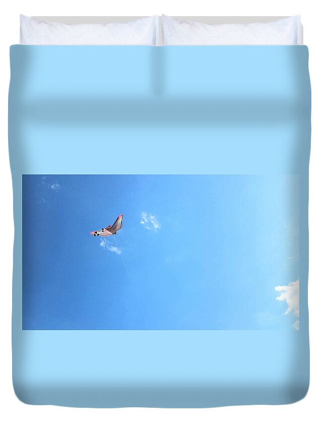 Kite Duvet Cover featuring the photograph Flying in the wind by Kimberly W
