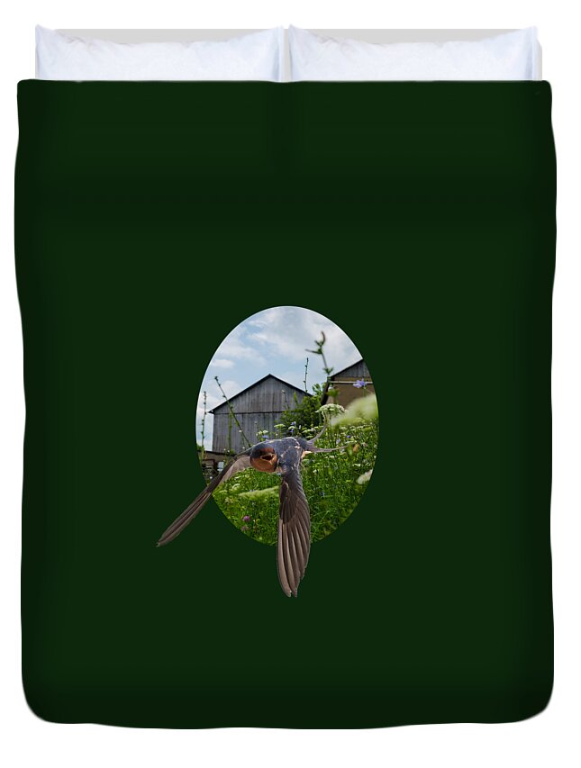 Barn Duvet Cover featuring the photograph Flying Through The Farm by Holden The Moment