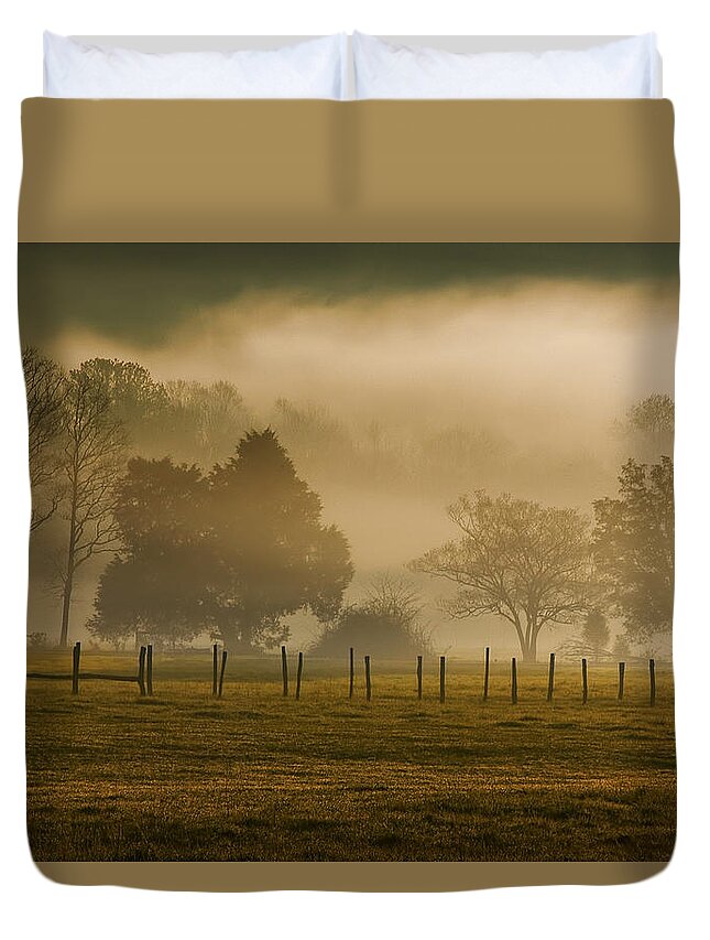 Park Duvet Cover featuring the photograph Fog in the Park by Mitch Spence