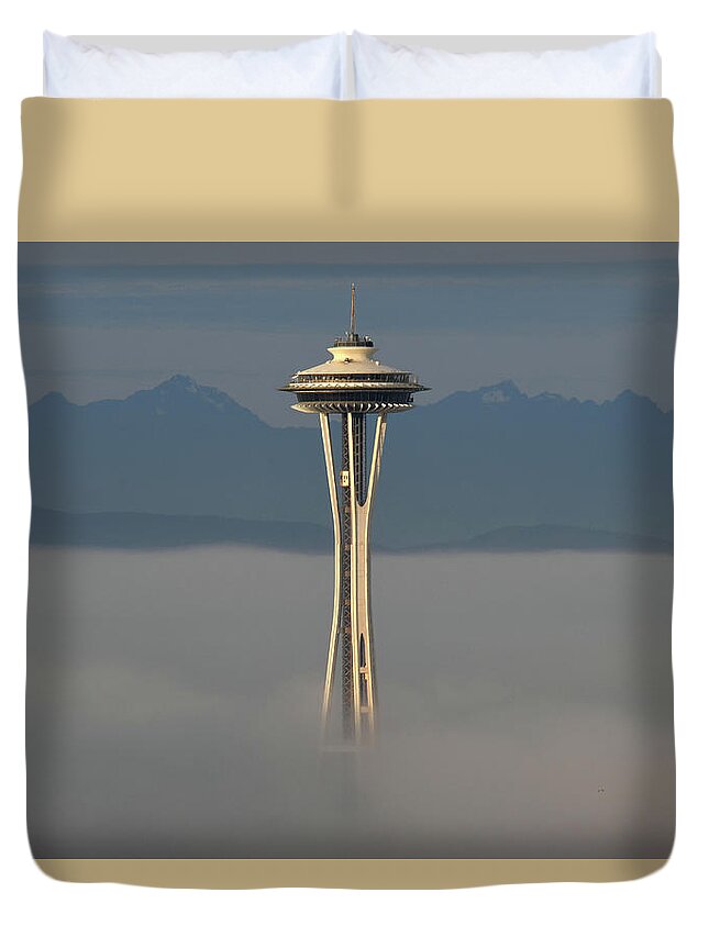 Fog Duvet Cover featuring the photograph Foggy Seattle Morning by Matt McDonald
