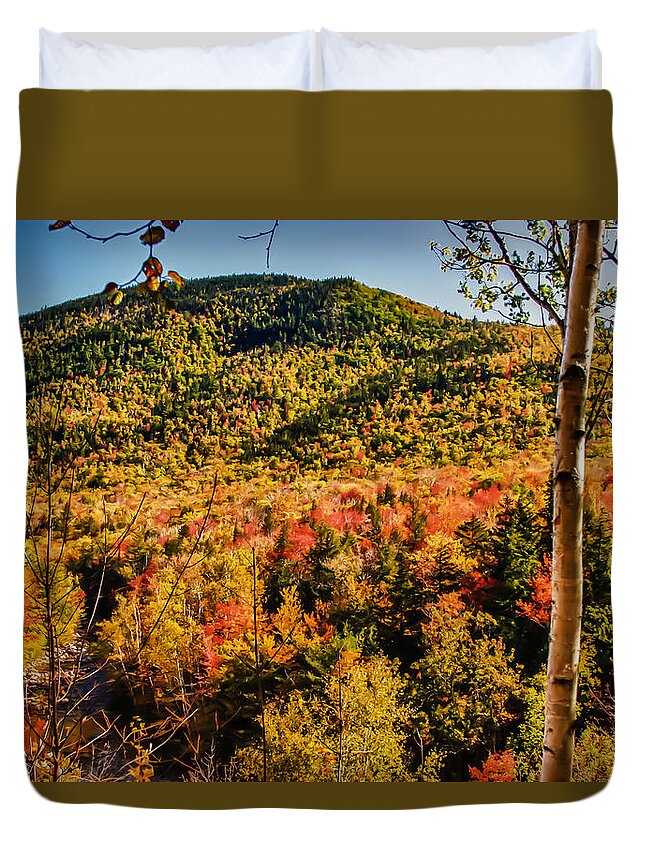 #fallfun Duvet Cover featuring the photograph Foliage View from Crawford Notch road by Jeff Folger
