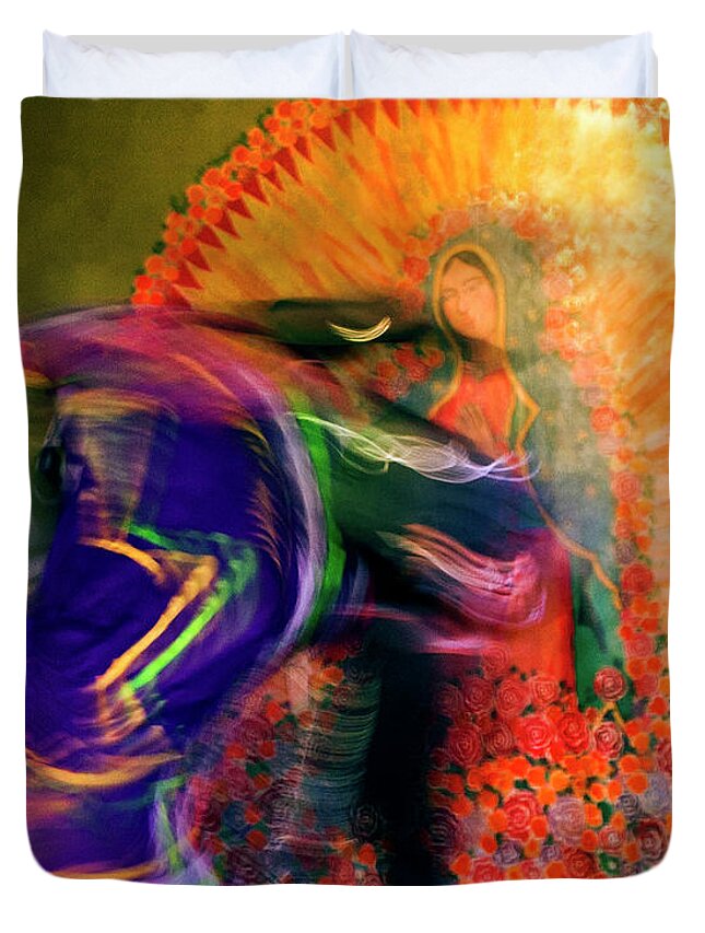Folklorico Duvet Cover featuring the photograph Folklorico Abstract Mexican Dancers by Gigi Ebert