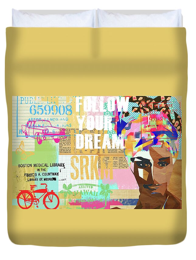 Follow Your Dream Duvet Cover featuring the mixed media Follow your dream Collage by Claudia Schoen