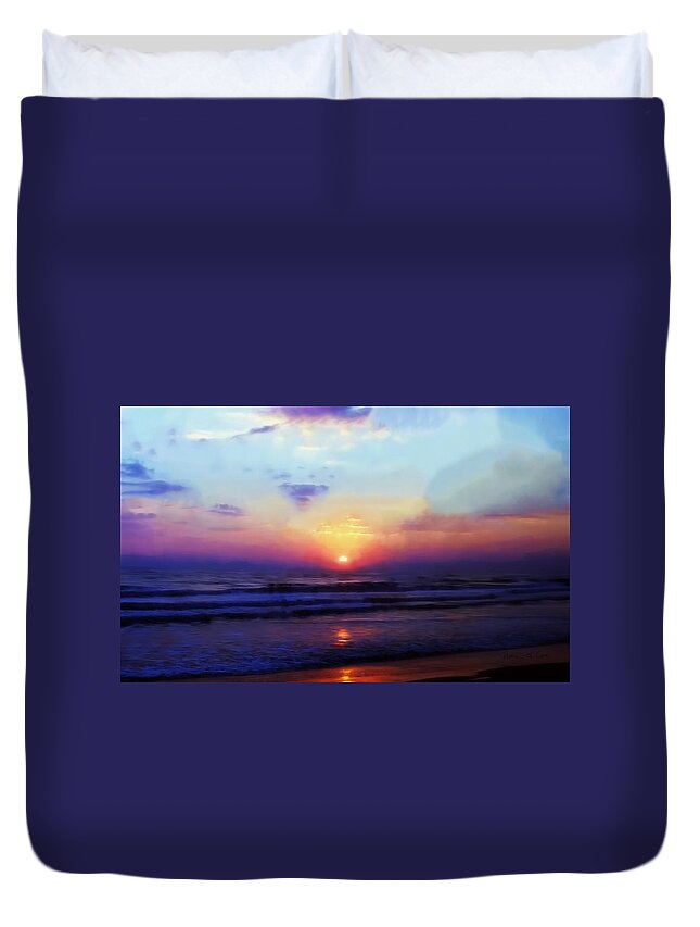 Folly Beach South Carolina Sunrise Duvet Cover featuring the photograph Folly Beach South Carolina Sunrise by Bellesouth Studio