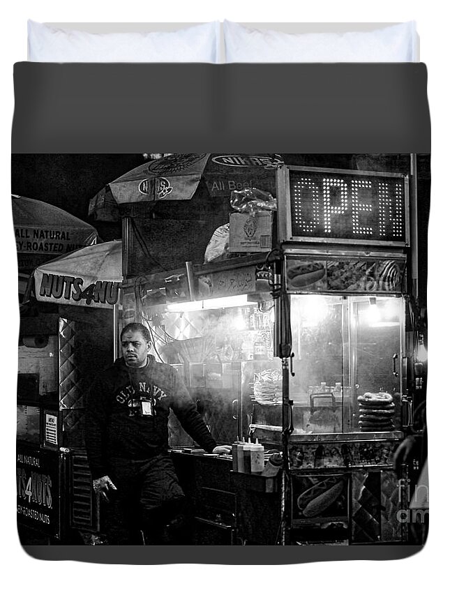 Food Vendor Duvet Cover featuring the photograph Food Vendor in NYC by Kate Purdy