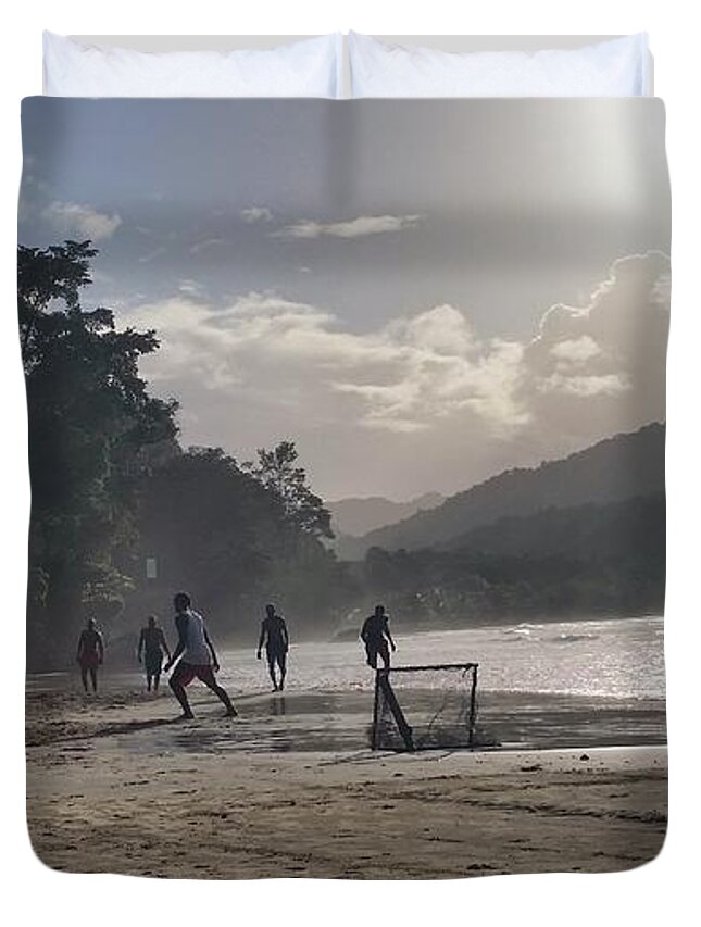 Beach Duvet Cover featuring the photograph Football.Las.Cuevas by A MiL