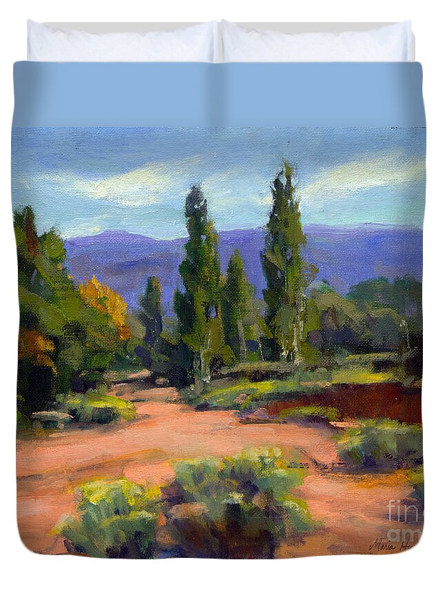 Landscape Duvet Cover featuring the painting Ancient but Beautiful by Maria Hunt