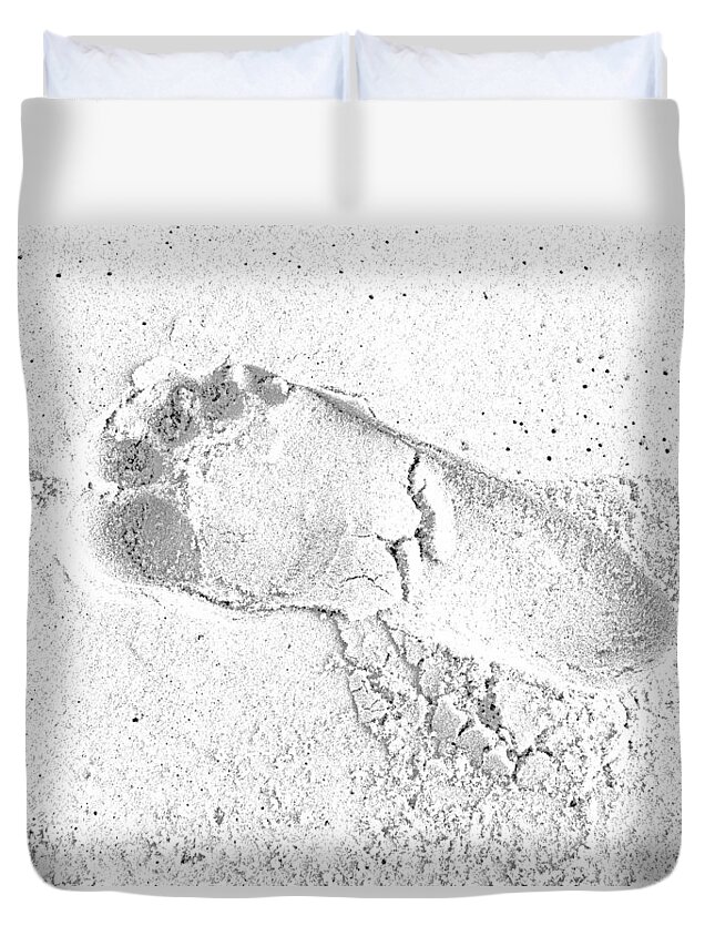 Footprint Duvet Cover featuring the photograph Footprint In The Sand by Patrick Kain