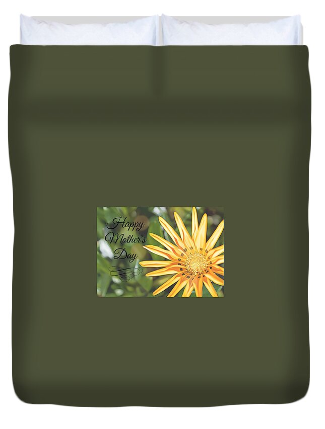 Orange Flower Duvet Cover featuring the photograph For My Mother by Alison Frank