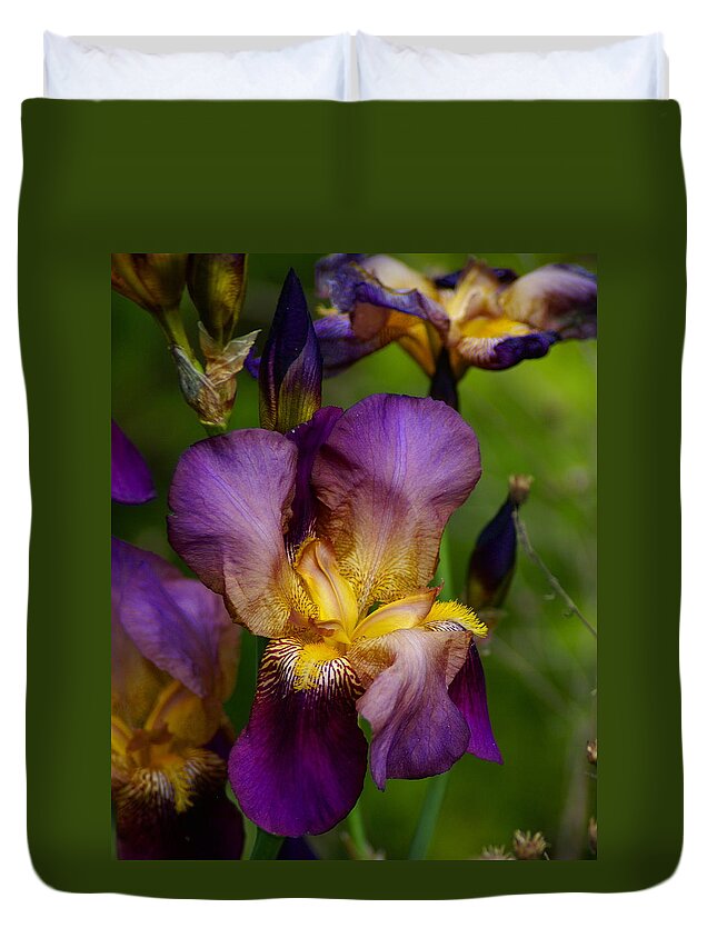 Flowers Duvet Cover featuring the photograph For the Love of Iris by Ben Upham III