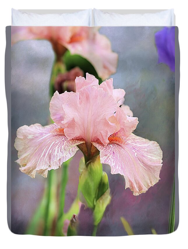 Iris Duvet Cover featuring the photograph For The Love Of Iris by Theresa Campbell