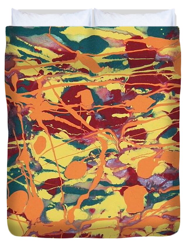 Abstract Duvet Cover featuring the painting Forest Dance by Corinne Elizabeth Cowherd