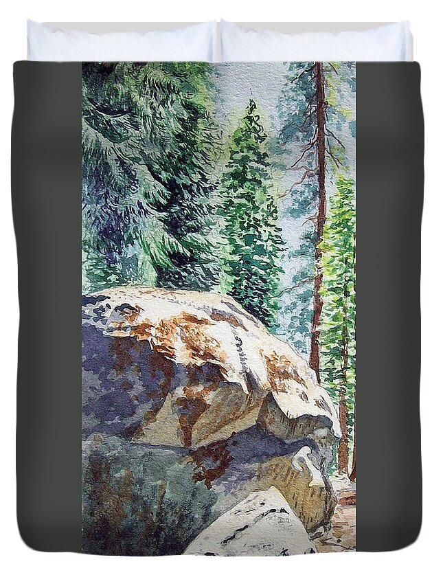 Sequoia Duvet Cover featuring the painting Forest by Irina Sztukowski