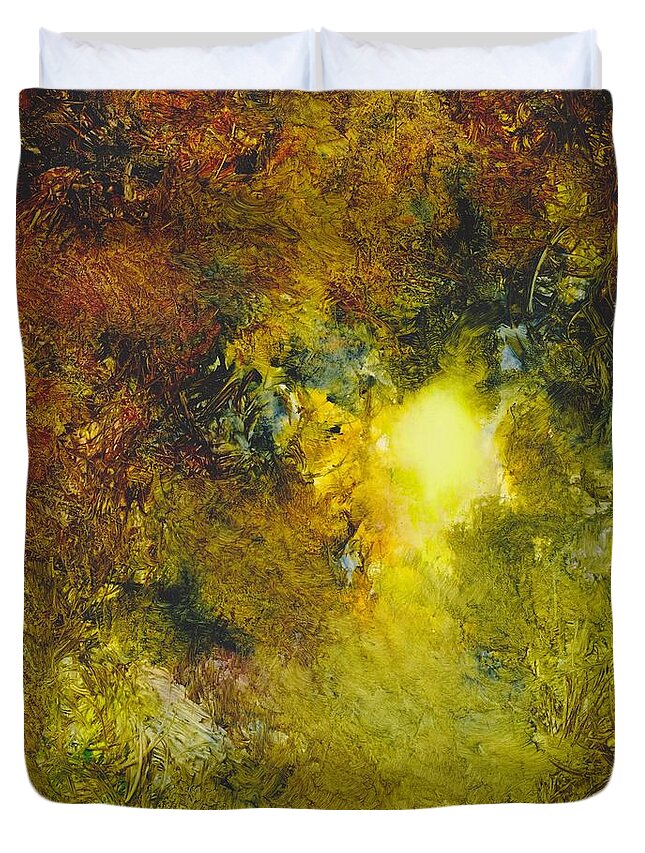 Forest Duvet Cover featuring the painting Forest Light 65 by David Ladmore