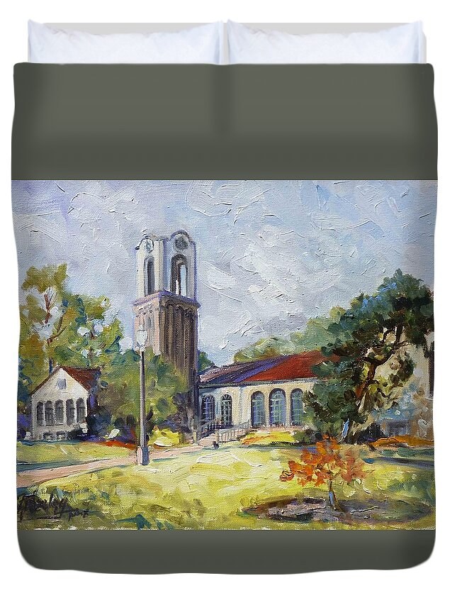 St. Louis Duvet Cover featuring the painting Forest Park Center - St. Louis by Irek Szelag