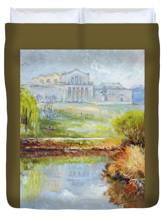 Saint Louis Duvet Cover featuring the painting Forest Park -Spring by Irek Szelag