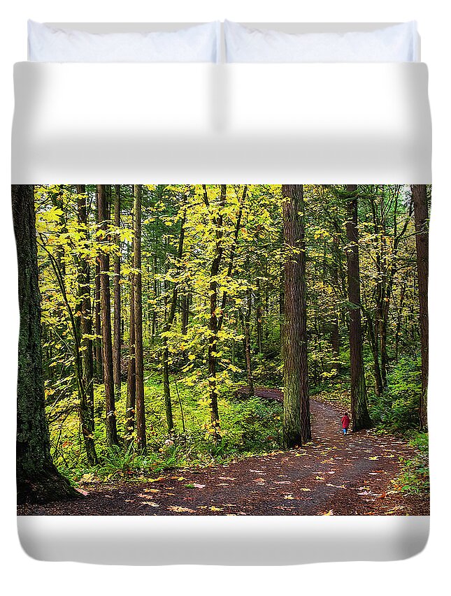 Trees Duvet Cover featuring the photograph Forest Pathway by John Christopher