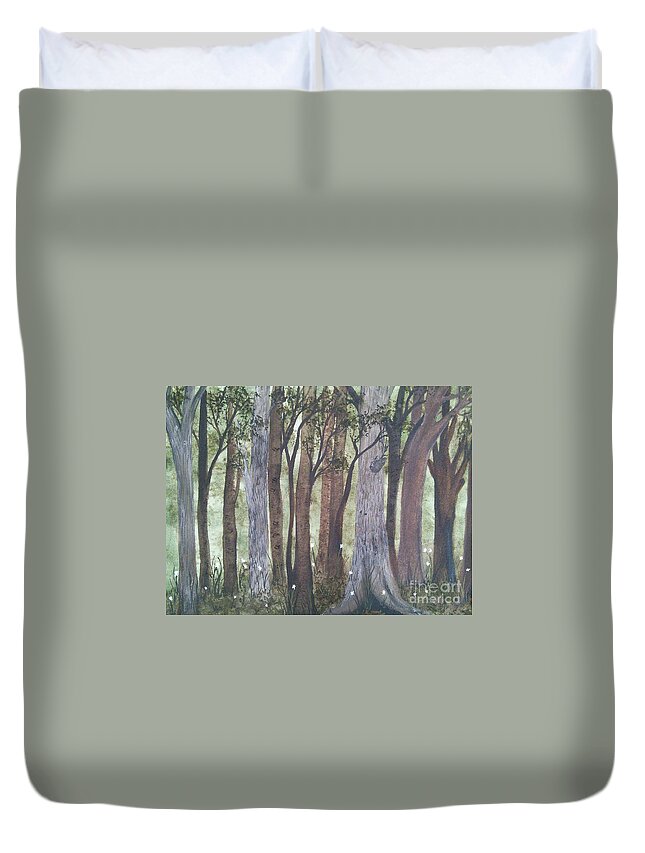 Forest Duvet Cover featuring the painting Forest Spring by Susan Nielsen