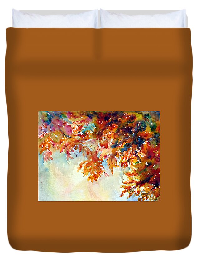 Forever Fall Duvet Cover featuring the painting Forever Fall by Kim Shuckhart Gunns